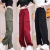 Damesbroeken Invisible Open Crotch Cargo Lente zomer 2024 Retro -stijl Straight Legging Sweatging vrouwen