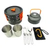 Camping Cookware Set Aluminium Non-Stick Portable Outdoor Cotestary Kettle Pot Cookware Cook Boy Pot Bowls för vandring BBQ Picnic