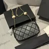 Doppi di perle di lussuosa perle di lusso Borse a tracolla a catena regolabile classiche mini patta trapuntato diamante reticolo nero borsa da esterno bianco esterno 20x13 cm Tasto di carto