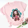 Nezuko Kamado Kimetsu No Yaiba Print Pink Kid T-shirty Dzieci dziecko słodkie harajuku kawaii ubrania chłopiec tops da da o upuszczenie statku 240418