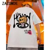 Men's T Shirts ZAZOMDE Paper Bag Man Print Tshirt Women Men Cotton Summer High Quanlity Harajuku O-neck Tops Unisex Oversized Streetwear