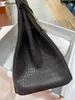 Ручная сумочка 7A Bikns подлинный кожаный туман с кожей Crocodile Graphite Grey Loxury 30cmmd78