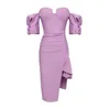 Casual Dresses JUNE LIPS 2024 Women Pink Purple Blue Off Shoulder Ruffles Bandage Party Evening Dress Wholesale Dropship