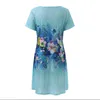 Casual Dresses Floral Printed Dress Summer Boho Women Beach Sundress Short Sleeve V Neck Robe Ladies Fashion Evening Vestidos