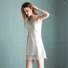 Damska odzież sutowa lato satynowe sukienka piżama średnia koronkowa splicing seksowna sukienna spódnica cienkodowe jedwabne ubranie domowe