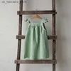 Robes de fille Children Girls Line Robe 2022 Été Nouvelle manches de pétale littéraire lâche Baby Girl Strap Princess Robes TZ04 Q240418