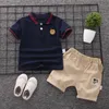 男の子の服の夏の子供服ポロシャツセット男の子ショート幼児袖Tシャツキッズスポーツスーツ2PCSコットン15y 240410