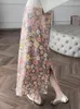 Rokken roze bloem pailletten rok hoge taille rug split lange elegante Koreaanse mode 2024 lente/zomer in vrouwenkleding