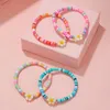 Charm Bracelets 4Pcs/set Handmade Stretch Flower Pendant Bracelet For Teens Girls Kids Party Birthday Jewelry Gift