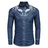 Men's T Shirts Male Shirt Mens Bluose Daily Holiday Lapel Long Sleeve Retro Slight Stretch Soft Vintage 3D Print Buttons Down
