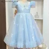 Vestidos de meninas Vestido de festa de festa verão elegante vestido de princesa e arco 1-11 anos para crianças roupas de festa de aniversário q240418
