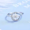 Cluster anneaux 925 Silver Sterling Simple Mosaic Cubic Zircon Ouvrir le doigt Ring Moon Star Fine Bijoux pour les femmes Accessoires de mariage Girls
