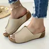 Sandalias de cuña para mujer abiertas Moda de verano blanca Mujer, cómodo, hebilla, calzado de calzado 240417