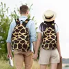 Sırt çantası zürafa hayvan baskı altın kahverengi güzel sırt çantaları kadın erkekler yürüyüş büyük okul çantaları tasarımcı sırt çantası