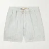 Designer Men Shorts Summer Italian Design Casual Short Pants Loro Piano Straight-Leg Striped Linen Drawstring Shorts Beach Wear Piana