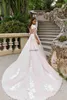 Sheer Long Sleeves Wedding Dress Bridal Gowns Sheer Long Sleeves V Neck Embellished Lace Embroidered Romantic Princess Blush A Line Beach Plus Size
