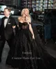 Party Dresses Toofgon Black Glitter Tulle Long Prom Women Appliques Lace Formal Occasion Dress Transparent Evening Gowns 2024