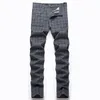 Men's Pants British Style Classic Plaid Men Daily Casual Mid-Stretch Cotton Straight Large Size 42 Fashion Trousers