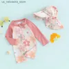 Één-stuks kleuterschoolmeisjes strandjongens dragen kinderen zwemkleding in de zomer lange mouwen bloemen/tropisch geprinte ritswegen zwempakken zwempakken met capuchon Q240418