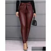 Pantaloni da donna Capris Wear Resistente Attraente Donne PU Pantaloni magri in pelle Solido per abbigliamento abiti da consegna a goccia dhrdj