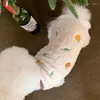 犬のアパレルテディホワイト服秋と冬のペット4本足の衣類フルーツ刺繍シュナウザーウォームソフトプルオーバー