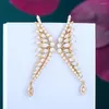 Dangle Earrings GODKI 2024 Christmas Feather Charms Long Statement For Women Wedding Fashion Cubic Zircon Bohemia Jewelry