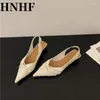 Casual Shoes HNHF Brand Summer Women Sandals Fashion Point Toe Shallow Slip On Slingback Sandalias Woman Thin Low Heel Dress Pumps