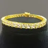 Hip Hop Copper Gold Plated 4mm Cz Diamond Decorated Tennis Chain Halsband