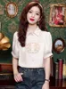 Camisas de gasa para mujeres Bordado de estilo chino Bordado suelto de manga corta Tops Summer Vintage Clothing Ycmyunyan