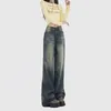 女性のジーンズ90年代アメリカンレトロ春と秋の女の子の古いゆるいスリムストレートパンツ