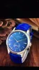 Wristwatches 42mm High Quality Mens Automatic Watch Mechanical Sapphire Black Blue Leather Luminous Rose Gold Simple White Dial