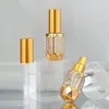 Opslagflessen 6 ml mini spray fles luxe goudplating glazen parfum draagbare hervulbare transparante alcohol mist verstuiver verouderde reizen