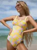 Peachtan Bandeau swimwear female Fruit print one piece swimsuit women Sports bathing suit swim beach wear bodysuit 240412