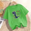 T-shirts 3-14y Little Boy Cartoon T-shirt Childrens Summer Clothing Baby Dinosaur T-shirt Dinosaur Print Boy T-shirt Q240418