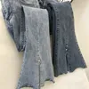 Frauen Jeans Gowyimmes Herbst Frauen Knöchel-Länge hohe Taille Weitbein Hosen Frauen dünne Hosen Lady Trompete Jeanshose große Größe PD622