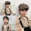 LUL0 Berets 1pcs 2023 Winter Kids Hat For Cool Girls Boys Vintage Octagonal Newsboy Kids Children Beret Caps Photography Props Child K1r7 d240418