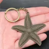 Keychains 1pcs Big Starfish Key Chain Accessories for Women Jewelry Materiais Artesanato Tamanho do anel 28mm