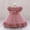 Flickaklänningar Big Bow Tulle Party Baby Girls Dress Toddler Prom paljetter 1: a födelsedag prinsessa för bröllop juldräkter