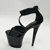 Klädskor laijianjinxia kvinnors sexiga poldans 20 cm höga klackar svarta tunna sandaler modell mode pumpar