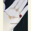 Designer 1to1 Bangle Luxury Jewelry Fanjia v Gold grossa de grossa 18k Rose Gold Seven Star Ladybug Bracelet para mulheres com flores de Weafive com dupla face como um pequeno presente