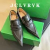 Dress Shoes JClvrVK Runway dikke hiel puntige teenpompen vrouwen echt leer diepe mond single dames lente elegant feest banket