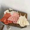 Verão Salia Camisola da moda e personalizada de verão Pequeno macacão de triângulo de bebê bordado fresco 240408