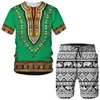 est Men's Tracksuit African Print Womens Mens T-shirts Sets Africa Dashiki Vintage Tops Sport and Leisure Summer Male Suit 240402