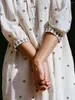 Casual Dresses Spring Boho Dress Round Neck Button Up Brodery Midi Mujer Lantern Sleeve Flower Hippie Vestidos Etnic Long Robes