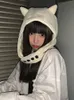 日本のストリートウェアスウィートオールマッチ帽子harajuku solid y2k美的ボタン帽子女性秋の冬のかわいい猫耳キャップ240412