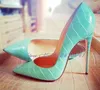 Chaussures habillées femmes turquoise rouge vert crocodile haut talon 12cm 10cm 8cm talons aiguilles pointues