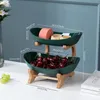 Living Room Home Plastic Two-layer Fruit Plate Snack Plate Creative Modern Dried Fruit Bowl Basket Candy Dish