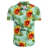 Chemises décontractées pour hommes Hawaiian Flower Men Imprimé avec une manche courte pour les vêtements de mode coréens Costumes surdimensionnés Tops Vente florale