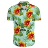 Camisas casuais masculinas camisa havaiana camisa de mangas curtas de mangas curtas moda moda top de grandes dimensões para venda com flores