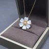 Designer Brand Van New Flower White Fritillaria Necklace Red Blue Turquoise Diamond Set With Item Jewelry